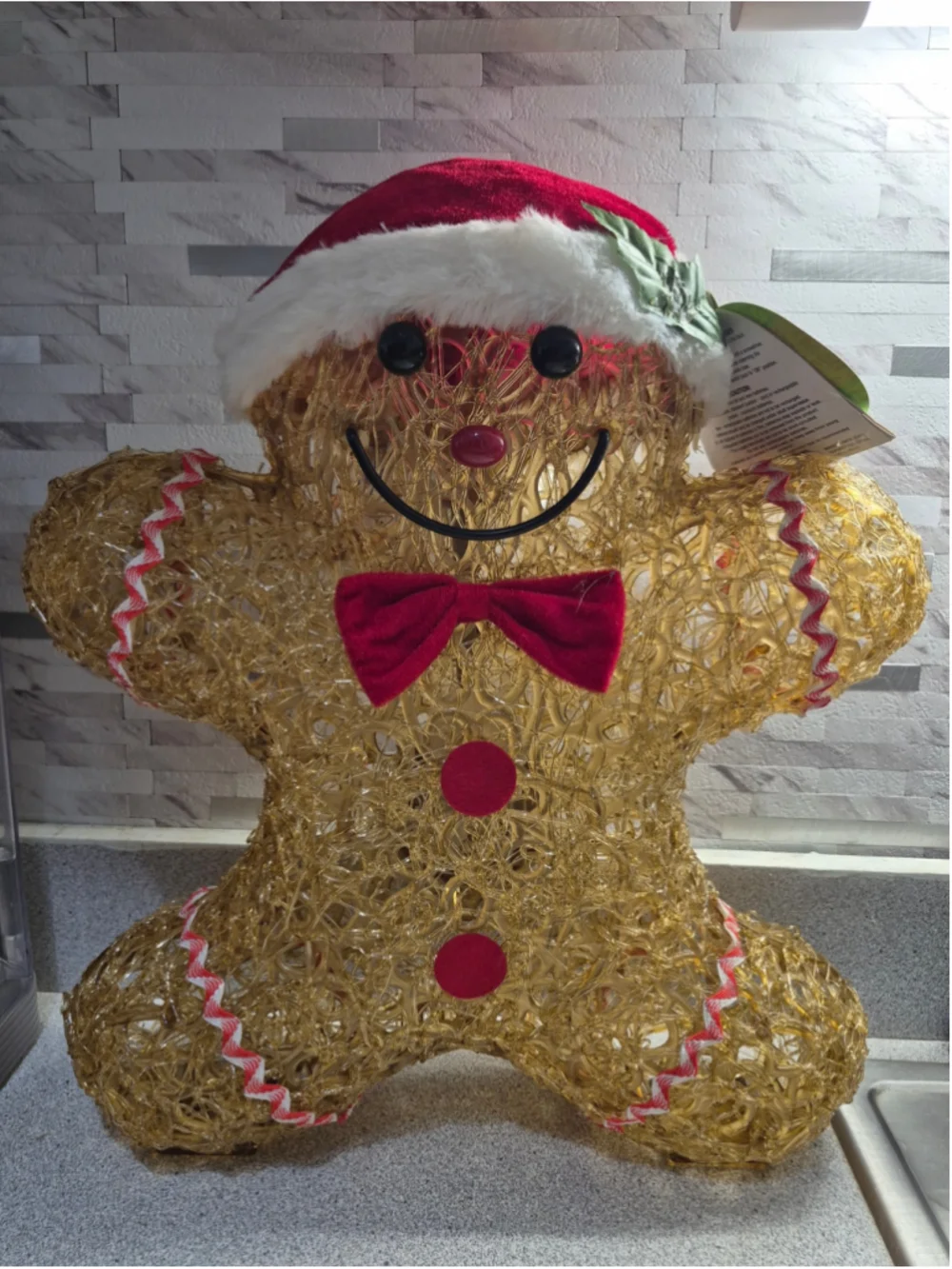 American Home Classics Light-Up Gingerbread Man Decor One Size Gold Red